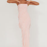 Just Friends Strapless Ruffle Maxi Dress Light Pink