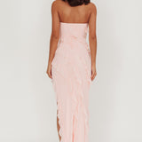 Just Friends Strapless Ruffle Maxi Dress Light Pink