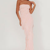 Just Friends Strapless Ruffle Maxi Dress Light Pink