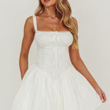 Jennie Corset Flared Mini Dress Off White