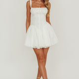 Jennie Corset Flared Mini Dress Off White