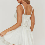 Jennie Corset Flared Mini Dress Off White