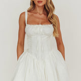 Jennie Corset Flared Mini Dress Off White