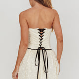 Breathe Lace Up Strapless Mini Dress Ivory
