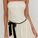 Breathe Lace Up Strapless Mini Dress Ivory