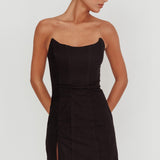 Luann Scoop Neckline Strapless Mini Dress Black