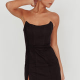 Luann Scoop Neckline Strapless Mini Dress Black