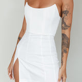 Luann Scoop Neckline Strapless Mini Dress White