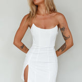 Luann Scoop Neckline Strapless Mini Dress White