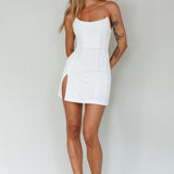 Luann Scoop Neckline Strapless Mini Dress White