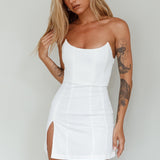 Luann Scoop Neckline Strapless Mini Dress White