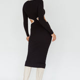 Jovie Keyhole Knit Midi Dress Black