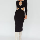 Jovie Keyhole Knit Midi Dress Black