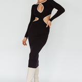 Jovie Keyhole Knit Midi Dress Black