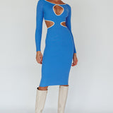 Jovie Keyhole Knit Midi Dress Blue