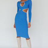 Jovie Keyhole Knit Midi Dress Blue