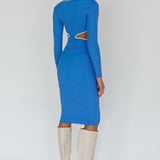 Jovie Keyhole Knit Midi Dress Blue