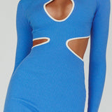 Jovie Keyhole Knit Midi Dress Blue