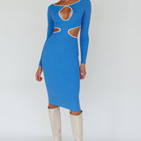 Jovie Keyhole Knit Midi Dress Blue