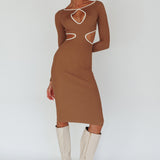 Jovie Keyhole Knit Midi Dress Mocha