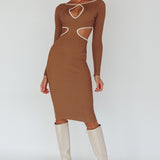 Jovie Keyhole Knit Midi Dress Mocha