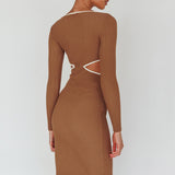 Jovie Keyhole Knit Midi Dress Mocha