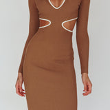 Jovie Keyhole Knit Midi Dress Mocha