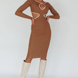 Jovie Keyhole Knit Midi Dress Mocha