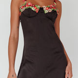 Izolda Floral Applique Mini Dress Black