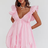 Horoscope Bubble Hem Mini Dress Blush