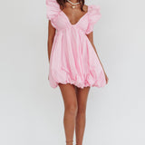 Horoscope Bubble Hem Mini Dress Blush