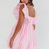 Horoscope Bubble Hem Mini Dress Blush