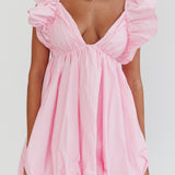Horoscope Bubble Hem Mini Dress Blush