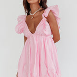 Horoscope Bubble Hem Mini Dress Blush
