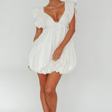 Horoscope Bubble Hem Mini Dress Ivory