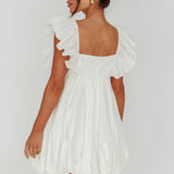 Horoscope Bubble Hem Mini Dress Ivory