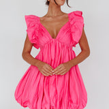 Horoscope Bubble Hem Mini Dress Pink