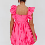 Horoscope Bubble Hem Mini Dress Pink