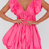 Horoscope Bubble Hem Mini Dress Pink