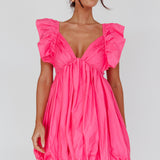 Horoscope Bubble Hem Mini Dress Pink