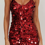 Moon Dust Sequin Mini Dress Wine