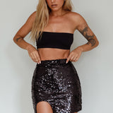Luna Heart Sequin Mini Skirt Black