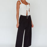 Backstage Pleated Wide Leg Pants Black