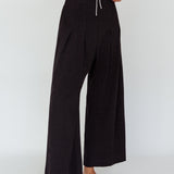 Backstage Pleated Wide Leg Pants Black