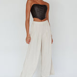 Backstage Pleated Wide Leg Pants Oat