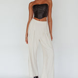 Backstage Pleated Wide Leg Pants Oat