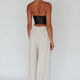 Backstage Pleated Wide Leg Pants Oat