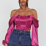Elouise Off-Shoulder Long Sleeve Top Berry