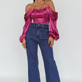 Elouise Off-Shoulder Long Sleeve Top Berry
