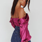 Elouise Off-Shoulder Long Sleeve Top Berry